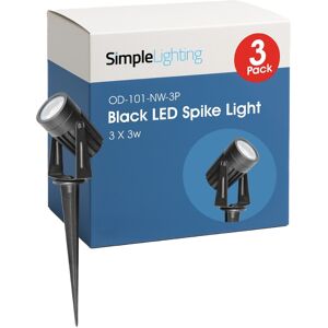 Simple Lighting Pack of 3 Black 3W LED Spike Lights – 4000K Natural White, IP67, Compact Outdoor Spot Simple Lighting Pack of 3 Black 3W LED Spike Lights – 4000K Natural White, IP67, Compact Outdoor Spot