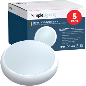 Simple Lighting 5 x 18w LED Polo Twist & Lock Bulkhead / Dome Light With 3hr Emergency Module Simple Lighting 5 x 18w LED Polo Twist & Lock Bulkhead / Dome Light With 3hr Emergency Module