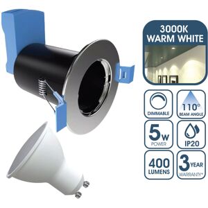 Simple Lighting Fire Rated Downlight, GU10, Fixed - Brushed Chrome Finish With 5w Dimmable Warm White GU10 Bulb Simple Lighting Fire Rated Downlight, GU10, Fixed - Brushed Chrome Finish With 5w Dimmable Warm White GU10 Bulb