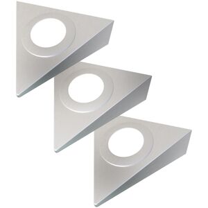 Simple Lighting 3 Pack - 230v Triangle Under Cabinet Light, Brushed Chrome Finish Simple Lighting 3 Pack - 230v Triangle Under Cabinet Light, Brushed Chrome Finish