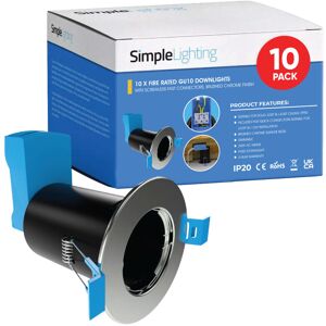 Simple Lighting Multi Pack of 10 Fire Rated Downlights With Quick Connectors - Brushed Chrome/Satin Nickel Simple Lighting Multi Pack of 10 Fire Rated Downlights With Quick Connectors - Brushed Chrome/Satin Nickel