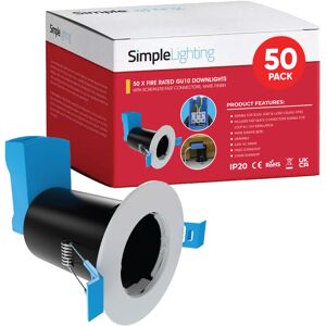 Simple Lighting Multi Pack Of 50 Fire Rated Downlights - White Finish, Includes Quick Connectors Simple Lighting Multi Pack Of 50 Fire Rated Downlights - White Finish, Includes Quick Connectors