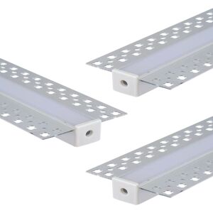 Simple Lighting Pack of 3 Trimless Plaster In Aluminium Profiles With Diffuser & End Caps , 2m Long Simple Lighting Pack of 3 Trimless Plaster In Aluminium Profiles With Diffuser & End Caps , 2m Long