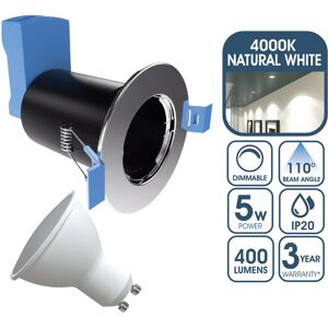 Simple Lighting Fire Rated Downlight, GU10, Fixed - Polished Chrome Finish With 5w GU10 Dimmable Natural White Bulb Simple Lighting Fire Rated Downlight, GU10, Fixed - Polished Chrome Finish With 5w GU10 Dimmable Natural White Bulb