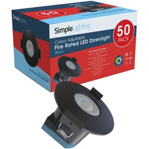 Simple Lighting Multipack, 50 x 8w LED Fire Rated Downlight, Matt Black Bezel Simple Lighting Multipack, 50 x 8w LED Fire Rated Downlight, Matt Black Bezel