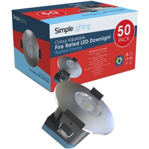 Simple Lighting Pack of 50 8w LED Fire Rated Downlight, Brushed Chrome Bezel Simple Lighting Pack of 50 8w LED Fire Rated Downlight, Brushed Chrome Bezel