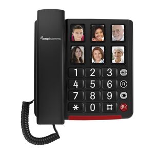 AMPLICOMMS BigTel 40 Plus Big Button Corded Phone - Black, Black