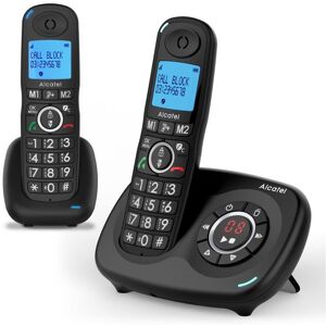 ALCATEL XL595 Voice Cordless Home Phone - Twin Headsets, Black, Black