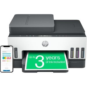 HP Smart Tank 7306 All-in-One Wireless Inkjet Printer, White,Silver/Grey,Blue