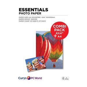 ESSENTIALS A4 / 100 x 150 mm Photo Paper Combi Pack - 40 Sheets