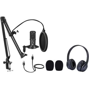 EASYPIX MyStudio 62021 Headset & Microphone Podcast Kit, Black