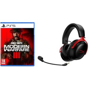 Hyperx Cloud III Wireless Gaming Headset (Black and Red) & Call of Duty: Modern Warfare III Bundle, Black,Red