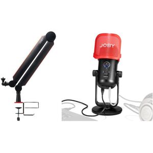 Joby Wavo Pod USB Microphone & JB01803-BWW Wavo Boom Arm Bundle, Red,Black