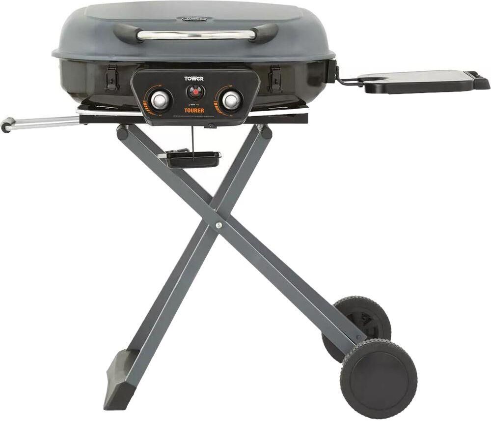 TOWER Tourer Portable 2 Burner Grill Gas BBQ - Grey