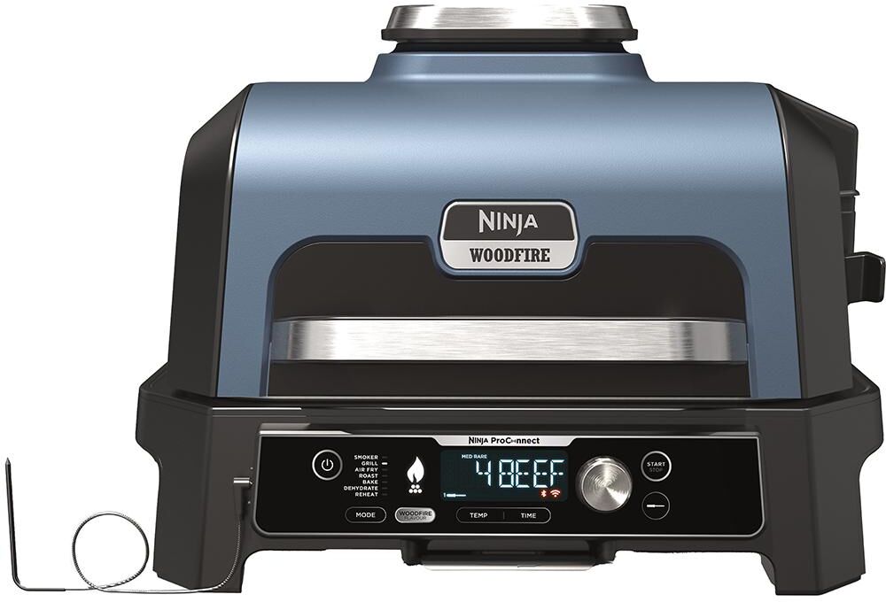 NINJA Woodfire Pro Connect XL OG901UK Outdoor Electric BBQ Grill & Smoker  Black & Blue