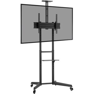 Properav Portable Trolley TV Stand with Bracket - Black, Black