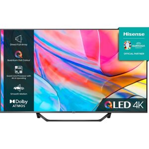 50" HISENSE 50A7KQTUK  Smart 4K Ultra HD HDR QLED TV with Amazon Alexa, Silver/Grey