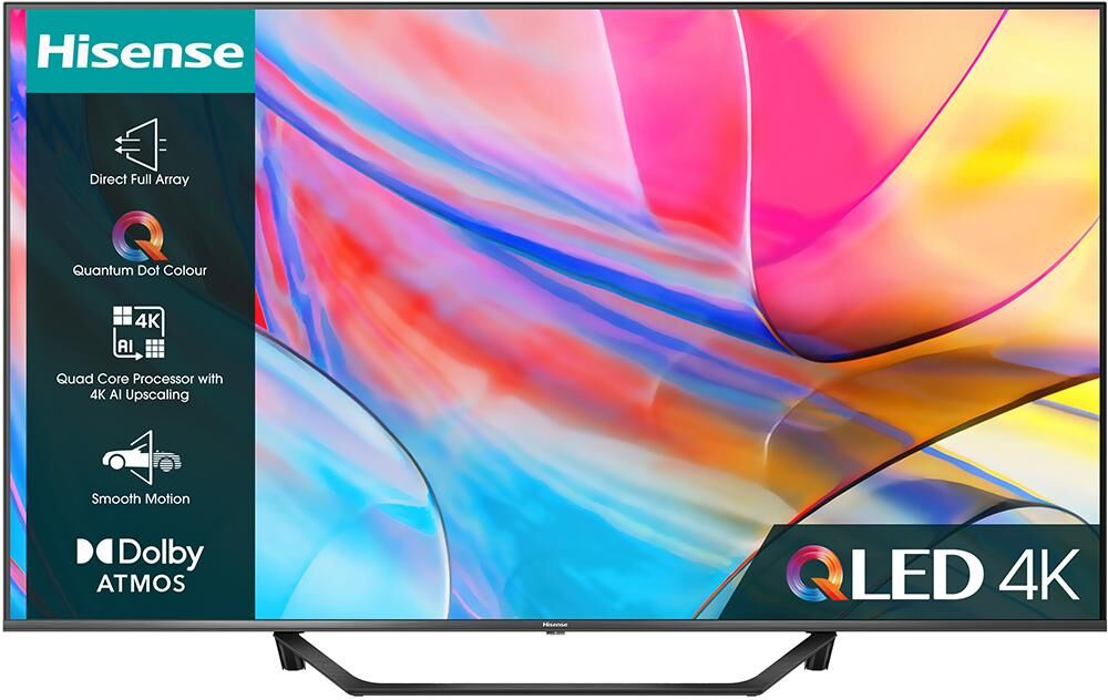 50" HISENSE 50A7KQTUK  Smart 4K Ultra HD HDR QLED TV with Amazon Alexa, Silver/Grey