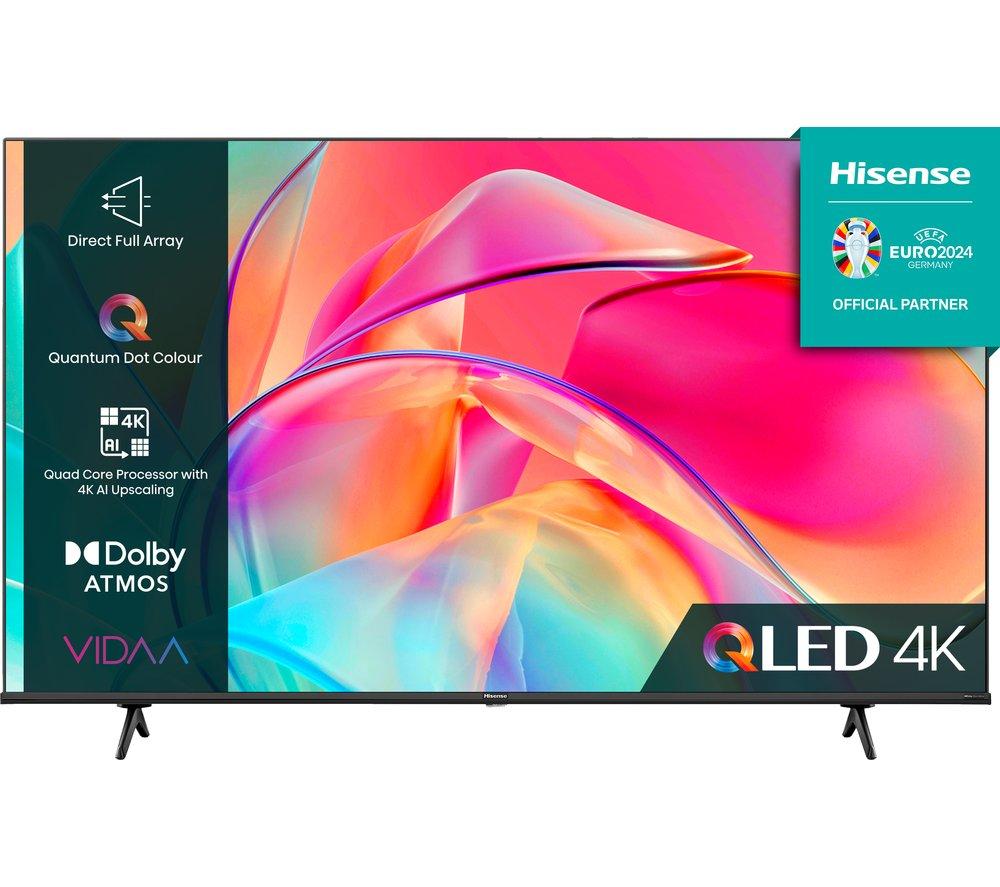55" HISENSE 55E7KQTUK  Smart 4K Ultra HD HDR QLED TV with Amazon Alexa, Black