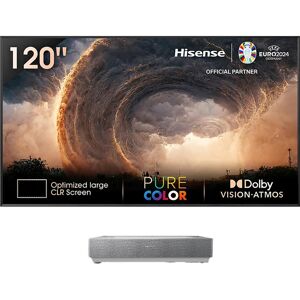 HISENSE 120L5HTUKA Smart 4K Ultra HD HDR Laser TV with Amazon Alexa, Silver/Grey