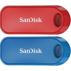 SANDISK Cruzer Snap USB 2.0 Memory Stick - 32 GB, Pack of 2, Red & Blue, Blue,Red