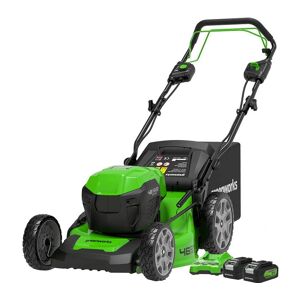 GREENWORKS GWGD24X2LM46SK4X Cordless Rotary Lawn Mower with 2 Batteries - Green & Black