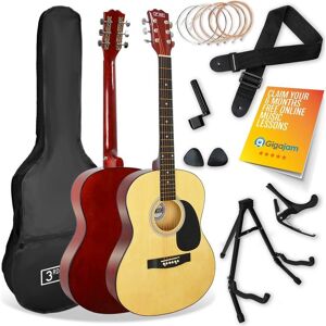 3RD AVENUE STX10 Acoustic Guitar Premium Bundle - Natural, Yellow,Red