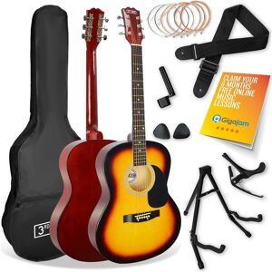 3RD AVENUE STX10 Acoustic Guitar Premium Bundle - Sunburst, Yellow,Red