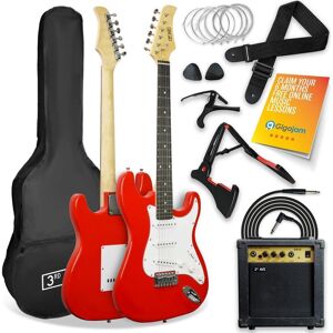 3Rd Avenue Full Size 4/4 Electric Guitar Bundle - Red, Red