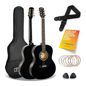 3Rd Avenue Full Size 4/4 Acoustic Guitar Bundle - Black, Black