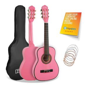3Rd Avenue 1/4 Size Kids Classical Guitar Bundle - Pink, Pink