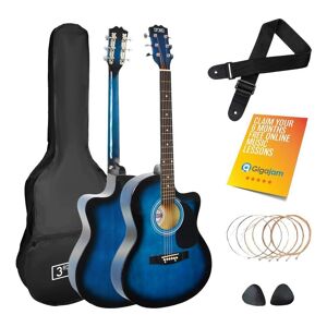 3RD AVENUE STX10CABBPK Acoustic Bass Guitar Bundle - Blueburst, Blue,Black