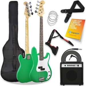 3RD AVENUE XF204AGRPK Electric Bass Guitar Bundle - Green, Green