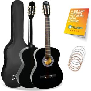 3RD AVENUE STX20 Full Size Classical Guitar Bundle - Black, Black