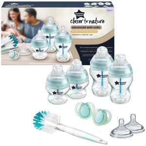 TOMMEE TIPPEE Advanced Anti-Colic Newborn Baby Bottle Kit - White & Aqua