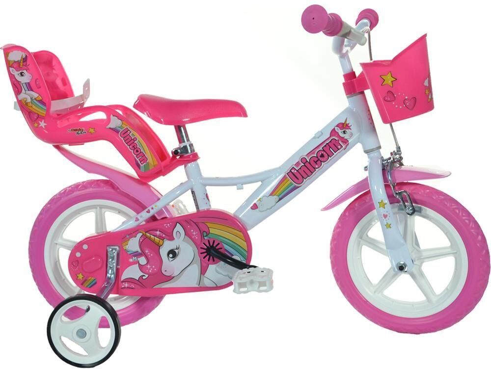 DINO BIKES Unicorn Kids' 12" Bike, Pink,White,Patterned