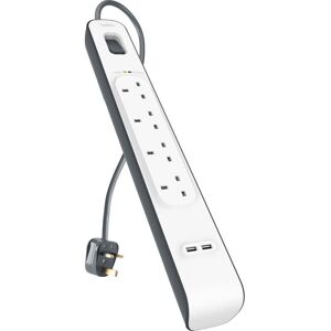 BELKIN BSV401af2M Surge Protected 4-Socket Extension Lead with USB - 2 m