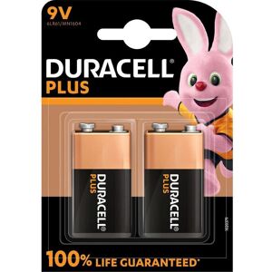 DURACELL Plus 9V Alkaline Battery - Pack of 2