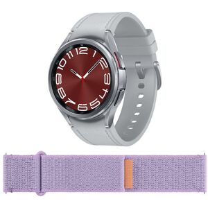 Samsung Galaxy Watch6 Classic BT (Silver, 43 mm) & Additional Fabric Band (Lavender, S/M) Bundle, Silver/Grey