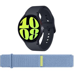 Samsung Galaxy Watch6 5G (Graphite, 44 mm) & Additional Fabric Band (Blue, M/L) Bundle, Black