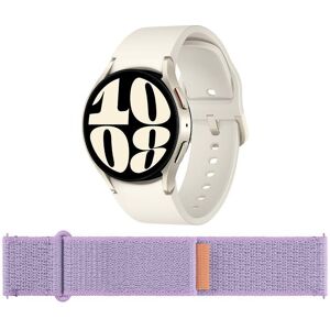 Samsung Galaxy Watch6 5G (Cream, 40 mm) & Additional Fabric Band (Lavender, S/M) Bundle, White