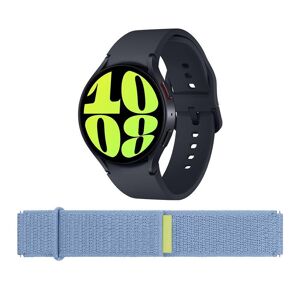 Samsung Galaxy Watch6 BT (Graphite, 44 mm) & Additional Fabric Band (Blue, M/L) Bundle, Black