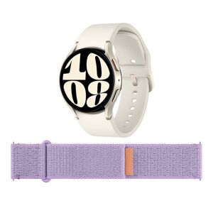 Samsung Galaxy Watch6 BT (Cream, 40 mm) & Additional Fabric Band (Lavender, S/M) Bundle, White