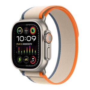 APPLE Watch Ultra 2 Cellular - 49 mm Titanium Case with Orange & Beige Trail Loop, S/M, Cream,Silver/Grey,Orange