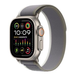 APPLE Watch Ultra 2 Cellular - 49 mm Titanium Case with Grey & Green Trail Loop, S/M, Green,Silver/Grey
