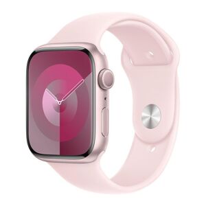 APPLE Watch Series 9 - 45 mm Pink Aluminium Case with Light Pink Sport Band, S/M, Pink
