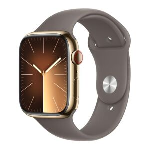 APPLE Watch Series 9 Cellular - 41 mm Gold Stainless Steel Case with Clay Sports Band, M/L, Stainless Steel