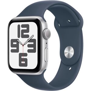 APPLE Watch SE (2023) - 44 mm Silver Aluminium Case with Storm Blue Sport Band, M/L, Silver/Grey,Blue