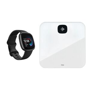 Fitbit Versa 4 Smart Watch & Aria Air Smart Scale Bundle - Black & White, Silver/Grey,Black