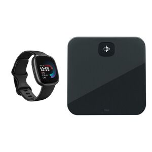 Fitbit Versa 4 Smart Watch & Aria Air Smart Scale Bundle - Black, Silver/Grey,Black